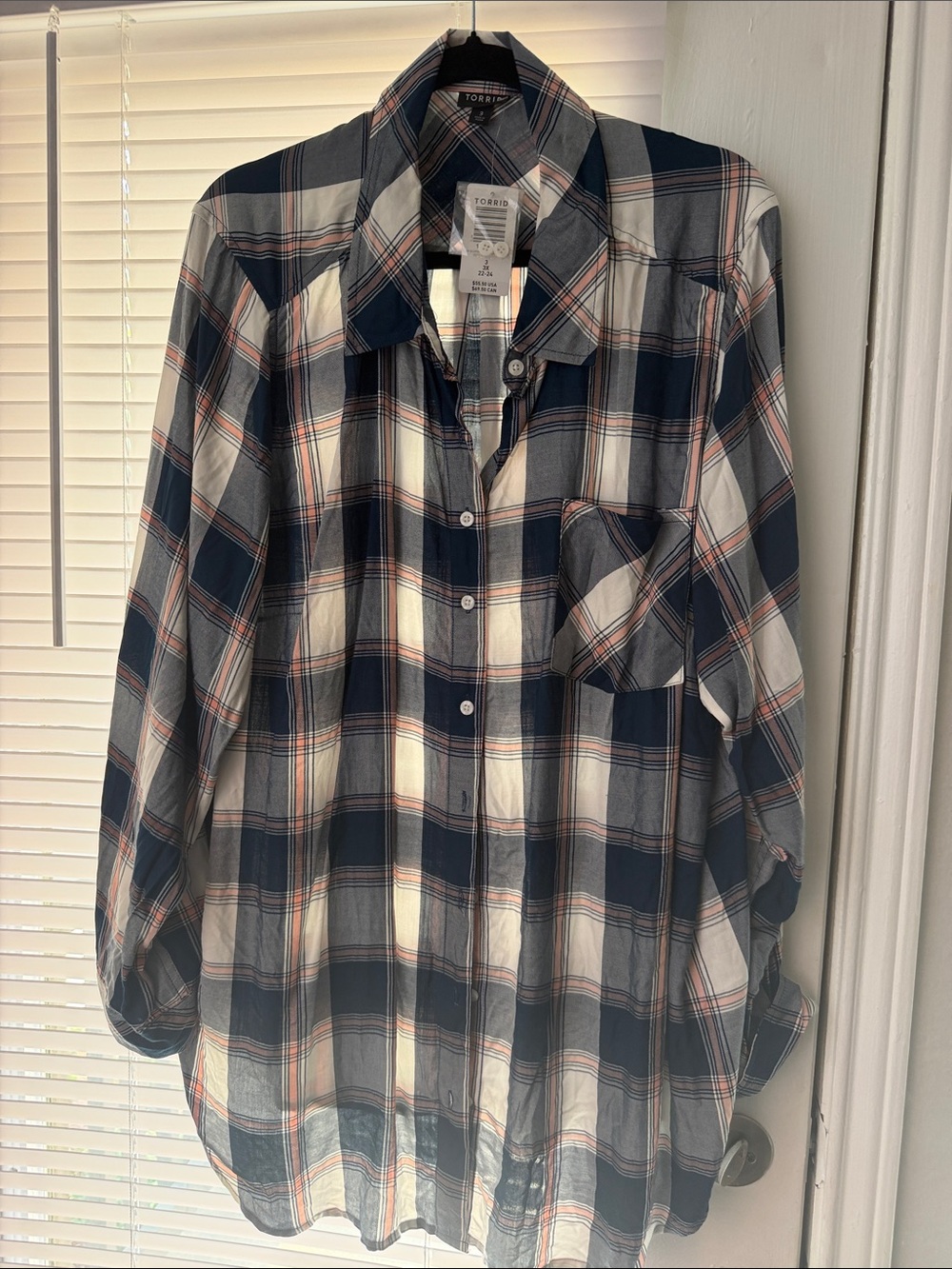 torrid Navy, White & Red Plaid Button-Down Shirt